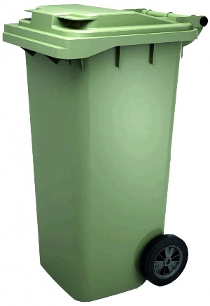 Зеленый пластиковый мусорный контейнер 120 литров